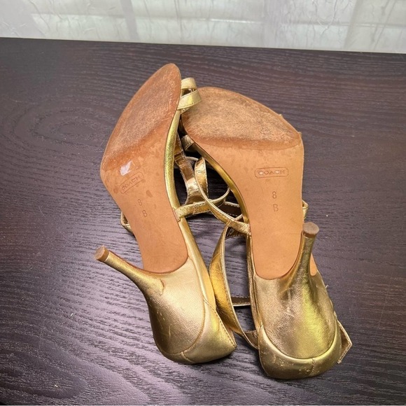 Coach, metallic gold strap he sandals, size 8 B. #002 - Picture 9 of 13